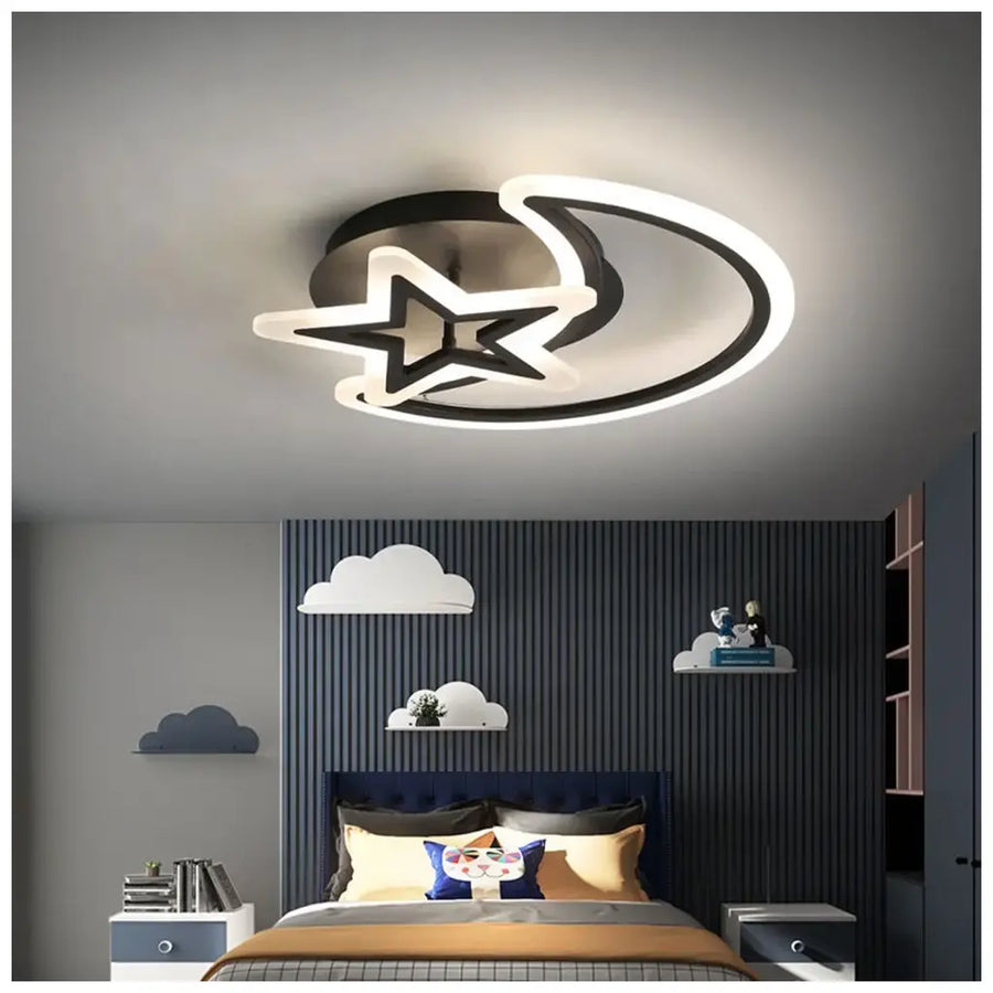 LED chandelier with remote control MOON AND STAR 45W, 2 Elements, Cold/Warm/Neutral light, Dimmable, Black