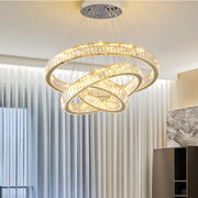 Luminis PRISM LED Chandelier, Crystal and Metal, 4 Circles, Dimmable, Adjustable Height, Cold/Warm/Neutral Light, Luxurious Lighting