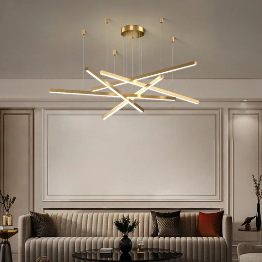Suspended LED chandelier with remote control GINEVRA 63W, 5 Elements, Cold/Warm/Neutral light, Gold LED chandeliers with remote control Default Title Alessandro Design