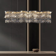 WINDSOR Regalis Crystal Chandelier 10xE27, Diameter 85cm, Glossy Chrome, Adjustable Height