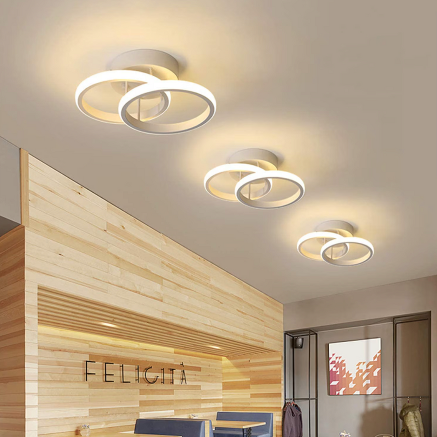 VERTEX Circula LED Chandelier Overlapping Circles, 44W, 2 Circles, Cold/Warm/Neutral Light, White