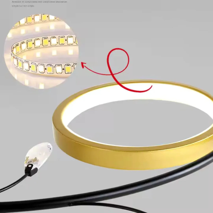 KARINA LED Chandelier with Remote Control, 31W, 6 Elements, Warm/Cold/Neutral Light, Dimmable, Gold