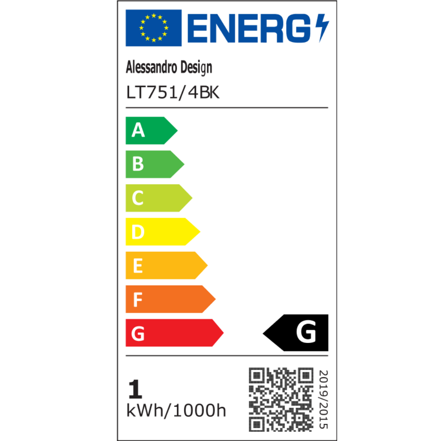 LED chandelier with remote control, Suspended 98W, 4 Elements, Cold/Warm/Neutral light, Dimmable, Adjustable height, Black