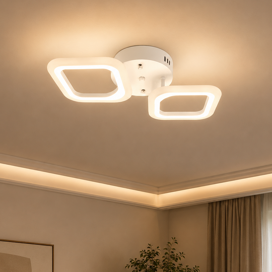 LED chandelier ERIKA 27W, 2 Squares, Neutral light, White