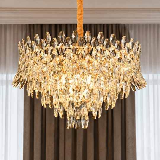 Crystal Chandelier MONARCH Nobile 3xE14, Diameter 40cm, Height 35cm, Shiny Gold, Adjustable Height, Elegant Design