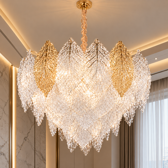 Crystal Chandelier LACE Magno 11xE14, Diameter 60cm, Height 42cm, Shiny Gold, Adjustable Height, Elegant Design