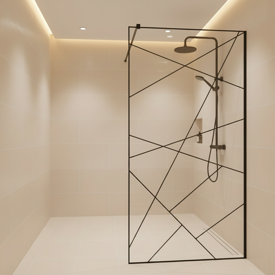 SASKATCHEWAN Walk-In Shower Screen, 70x195cm, Metal, Transparent and Black
