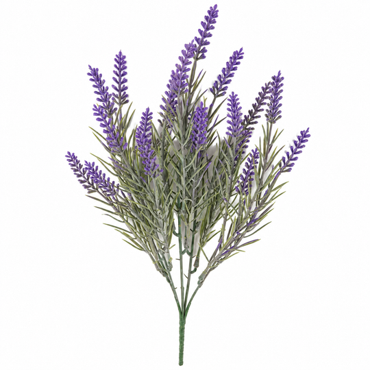 Artificial Plant, Decorative Lavender Flower, 5 Branches, 40 cm, Purple and Green, Set of 2 Pieces