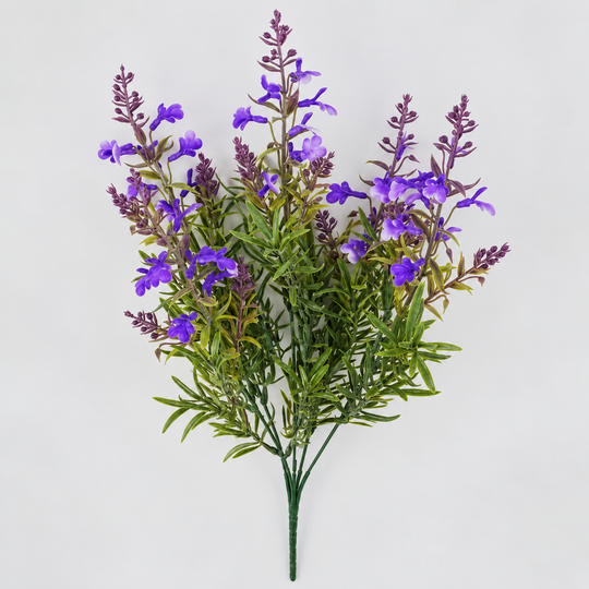 Artificial Plant, Decorative Lavender Flower, 5 Branches, 41 cm, Purple Green and White, Set of 2