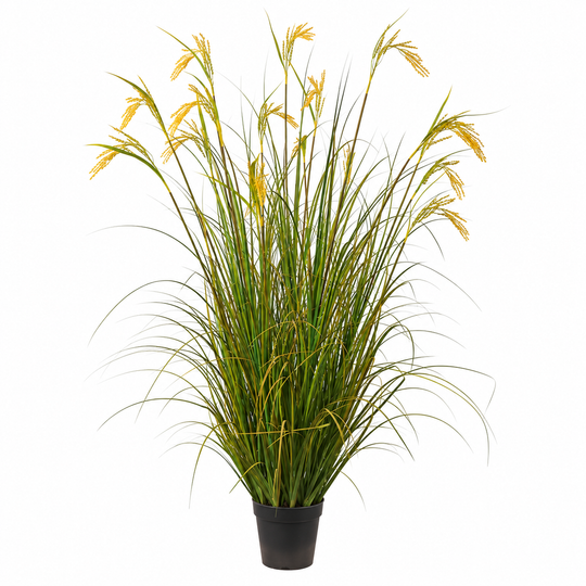 Artificial Plant Ornamental Grass Rice Spice Type, 150cm, with 17 Wires, Green and Yellow, No Pots
