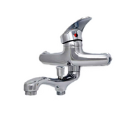 Glossy Chrome Bathtub Faucet - Complete Set with 25cm Swivel Spout, Faucet, Hose and Eccentrics Included