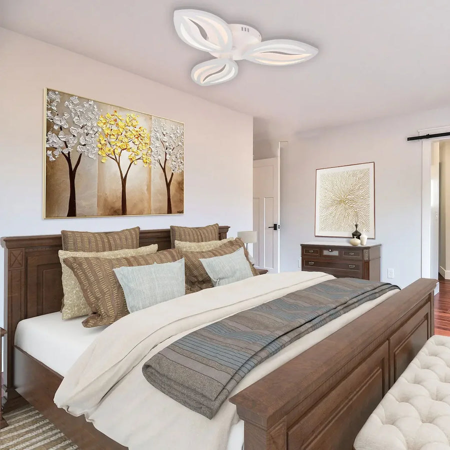 LED chandelier with remote control ORCHID 39W, 3 Petals, Cold/Warm/Neutral light, Dimmable, White