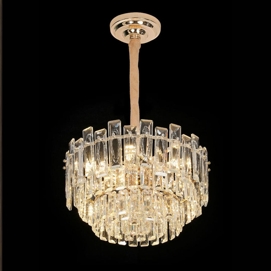Crystal Chandelier FONTAINEBLEAU Elegance, 9x E14, Diameter 45cm, Gold, Adjustable Height