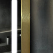 Rectangular LED mirror, 60x80cm, Verite Royale Gold MotionGlow Marcello, Demister System, Clock & Thermometer, Dimmable