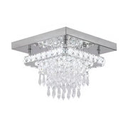 LED chandelier Alberico square, 19W, cold/hot/neutral light, crystal, glossy chrome