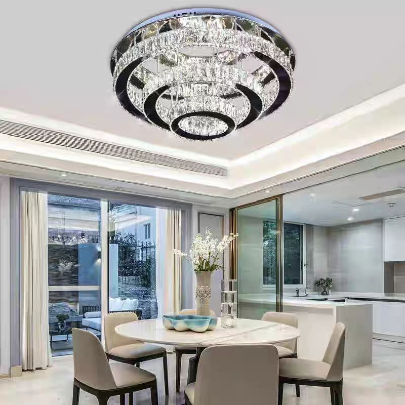Crystal LED Chandelier LLC151/500CH, 64W, 3 Elements, Cold/Warm/Neutral light, Dimmable, Shiny Chrome