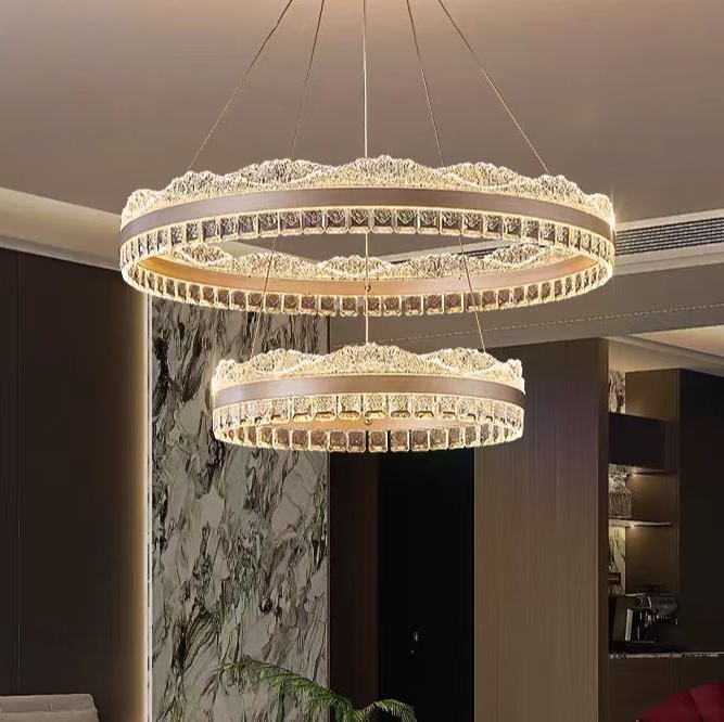 Suspended LED chandelier with remote control NIVALIS, 126W, Cold/Warm/Neutral light, Dimmable, Height Adjustable, Gold