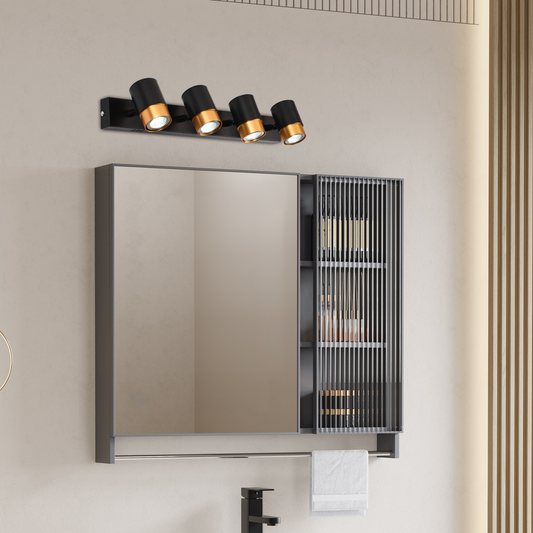 LED Projector with 4xGU10 Projectors, 3000K/4000K/6000K, Gold, Metal and Acrylic