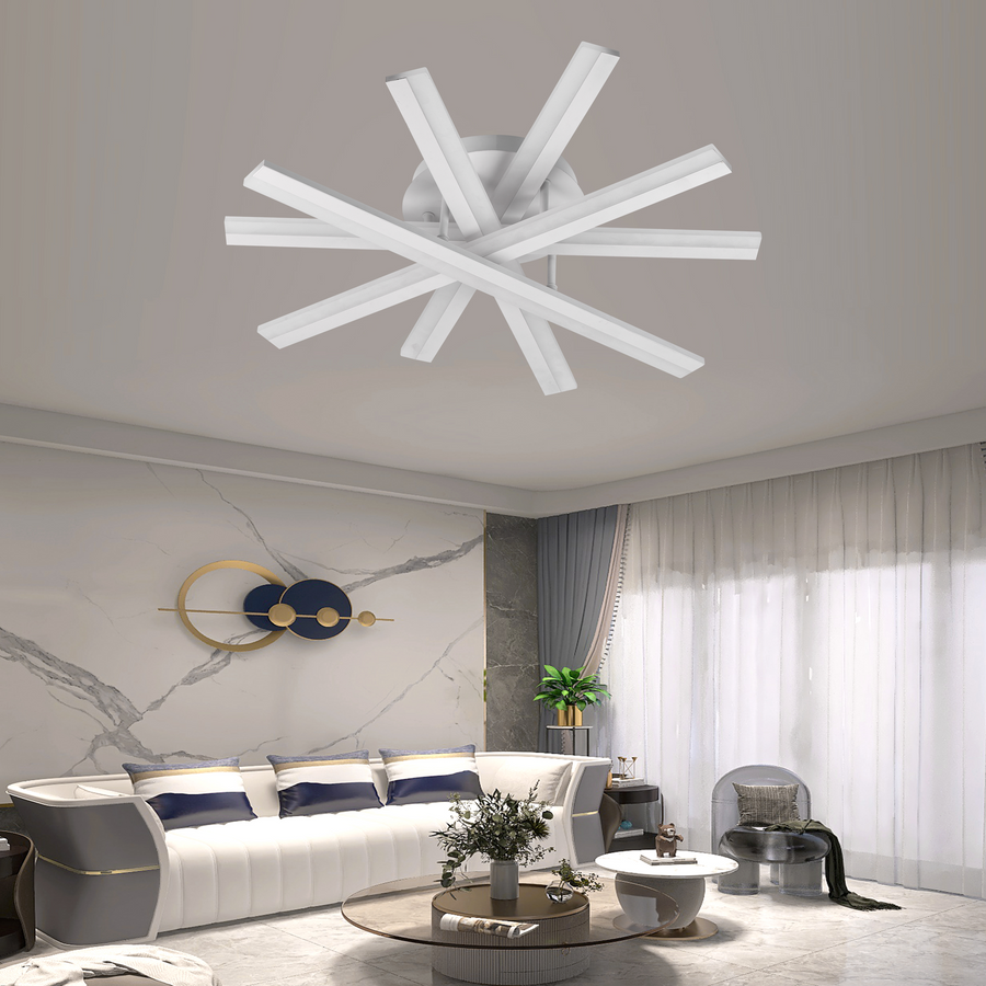 LED chandelier with remote control, 67W, Cold/Warm/Neutral light, Dimmable, White