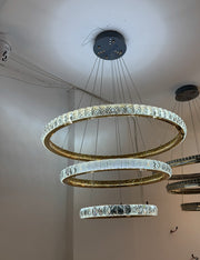 Candelabru Cristal, Kensington Magno, 75W, Auriu, 3 elemente, Inaltime reglabila, Lumina Calda/Rece/Neutra