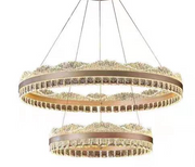 Suspended LED chandelier with remote control NIVALIS, 126W, Cold/Warm/Neutral light, Dimmable, Height Adjustable, Gold