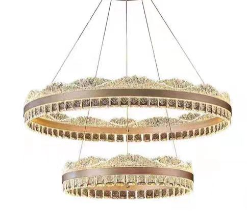 Suspended LED chandelier with remote control NIVALIS, 126W, Cold/Warm/Neutral light, Dimmable, Height Adjustable, Gold