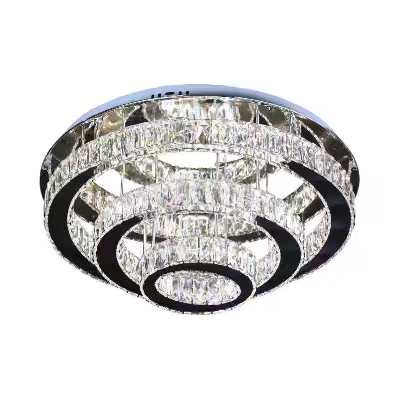 Crystal LED Chandelier LLC151/500CH, 64W, 3 Elements, Cold/Warm/Neutral light, Dimmable, Shiny Chrome