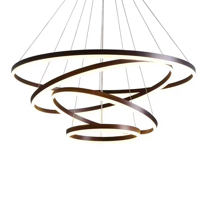 Suspended LED chandelier with remote control CASIANA 130W, 4 Circles, Cold/Warm/Neutral light, Dimmable, Black, Height Adjustable