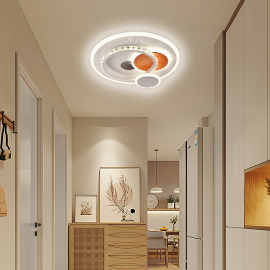 LED chandelier with HELIOX crystal, 45W, 4 Circles, Cold/Warm/Neutral light, White