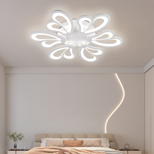 LED chandelier with remote control BLOSSOM 78W, 6 Petals, Diameter 60cm, Cold/Warm/Neutral light, Dimmable, White