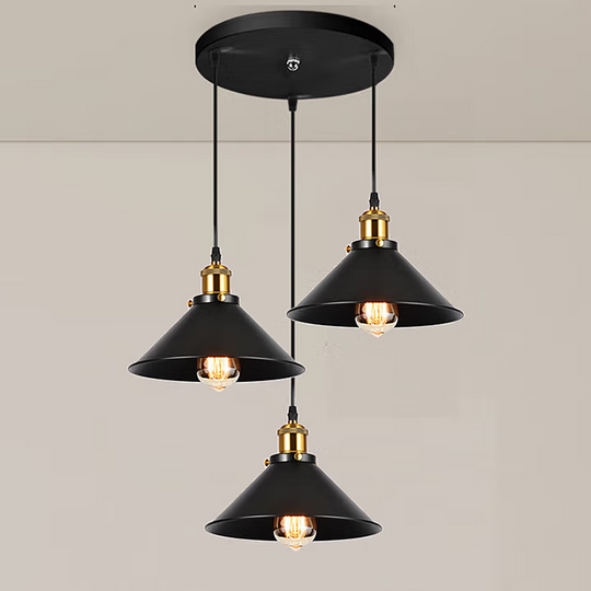 Hanging Chandelier, LV210/3R, 3xE27, Black, Metal and Wire, Adjustable Height Vintage Chandeliers Default Title Alessandro Design