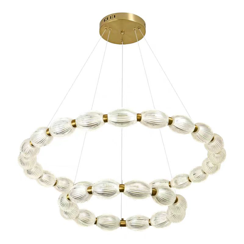 Suspended LED chandelier with FAUSTO remote control, 84W, Cold/Warm/Neutral light, Dimmable, Height Adjustable, Gold
