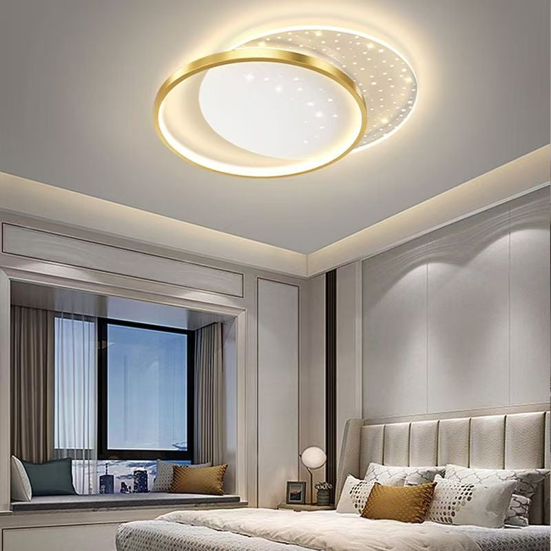 LED chandelier with remote control LUNARO 38W, 2 Circles, Cold/Warm/Neutral light, Dimmable, White Gold
