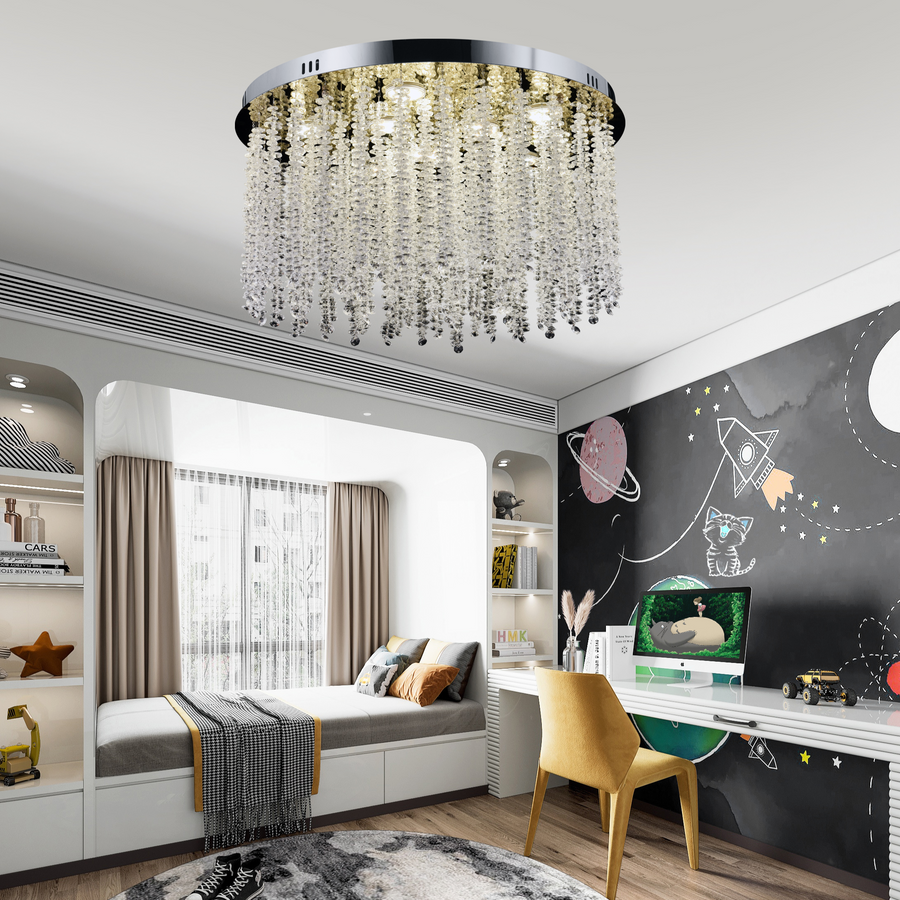 Crystal LED Chandelier LLC215/400WH Round, 22W, Cold/Warm/Neutral Light, Crystal, Gold