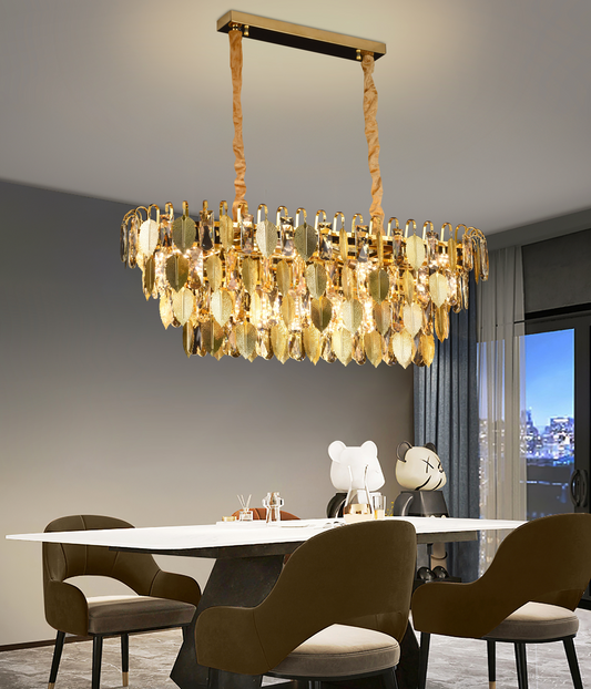 Crystal Chandelier VENARIA 12x E14, Length 80cm, Shiny Gold, Adjustable Height