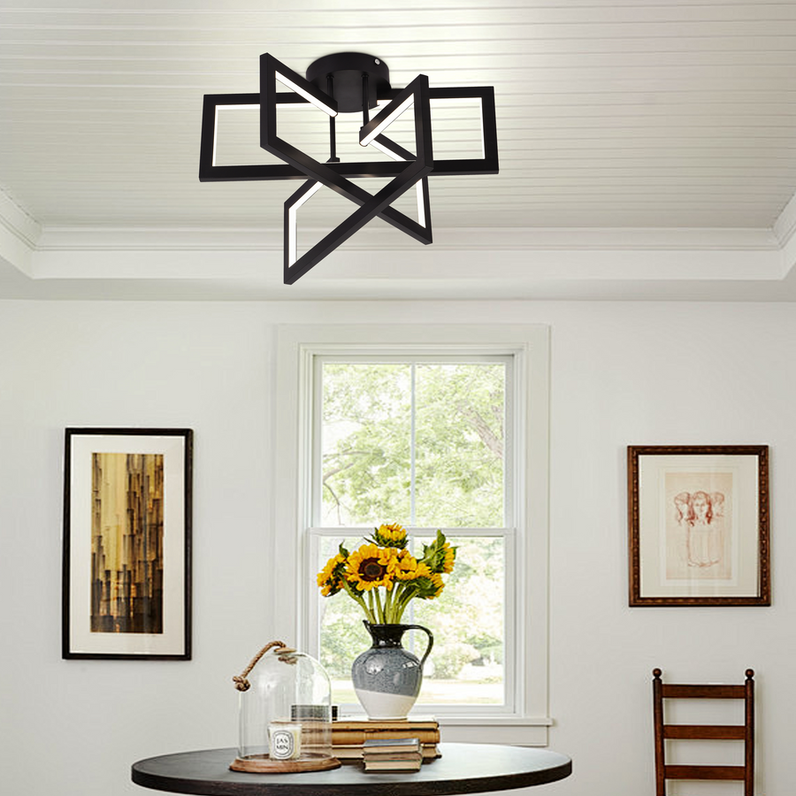 LED chandelier with remote control 73W, 3 Elements, Cold/Warm/Neutral light, Dimmable, Black, LT750/3BK