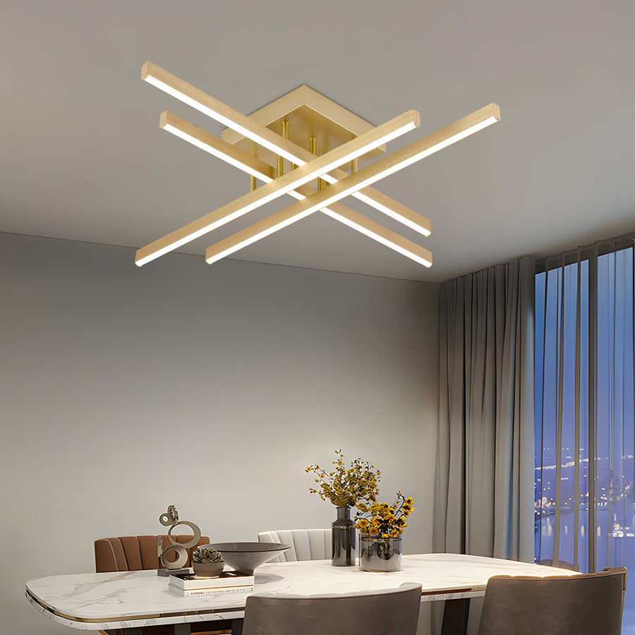 LED Chandelier with Remote Control LINEX, 54W, Light 3000K/4000K/6000K, Dimmable, Gold