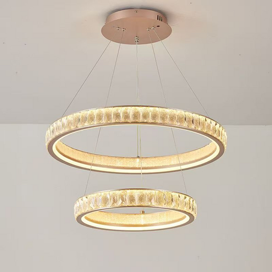 Crystal Chandelier, Kensington Magno, 112W, Gold, 2 elements, Adjustable height, Warm/Cold/Neutral Light
