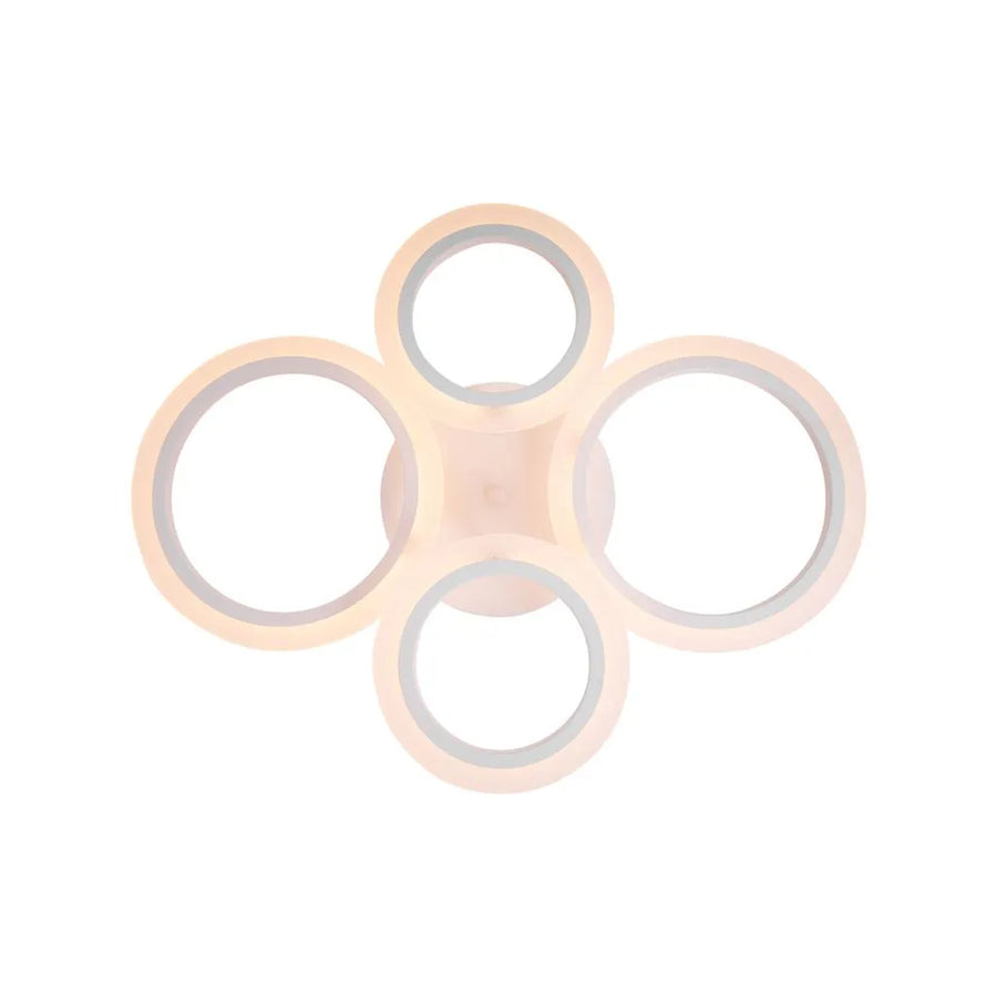 LED chandelier with remote control BETTY 44W, 4 Circles, Cold/Warm/Neutral light, Dimmable, White