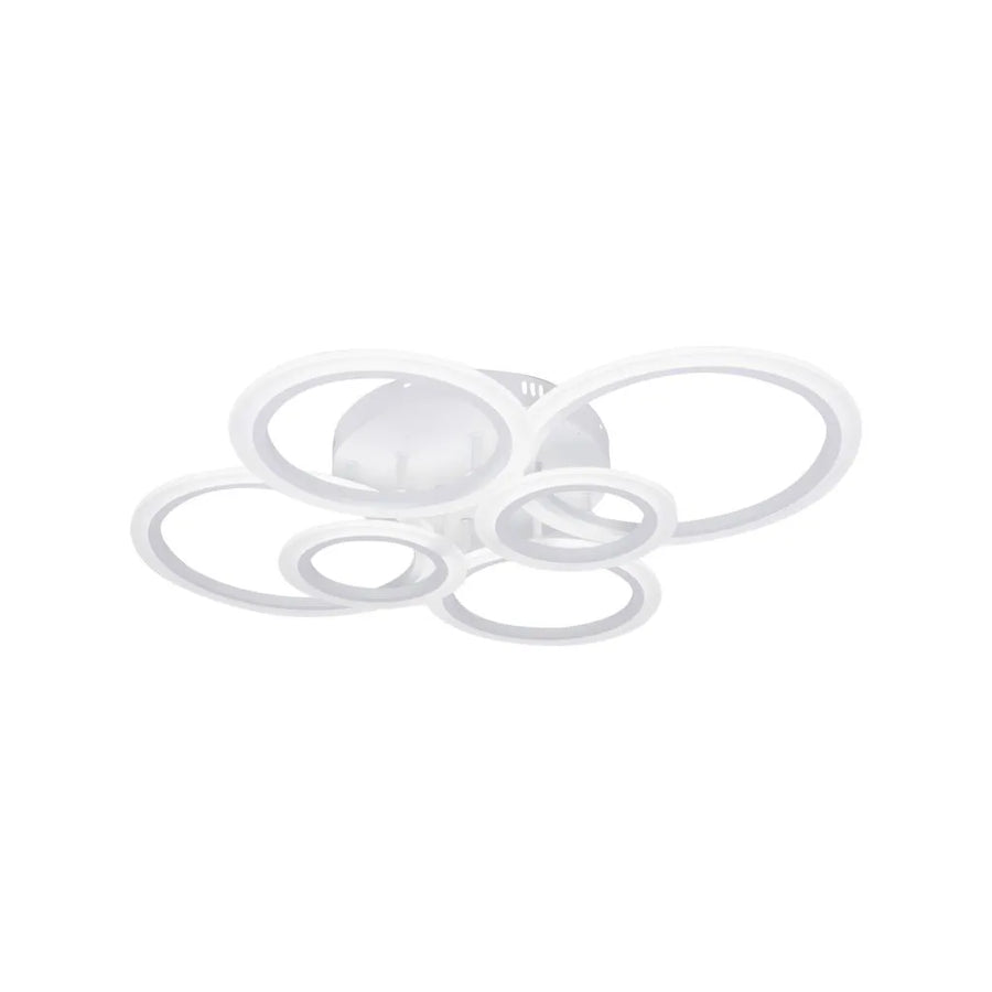 LED chandelier with remote control BETTY 82W, 6 Circles, Cold/Warm/Neutral light, Dimmable, White