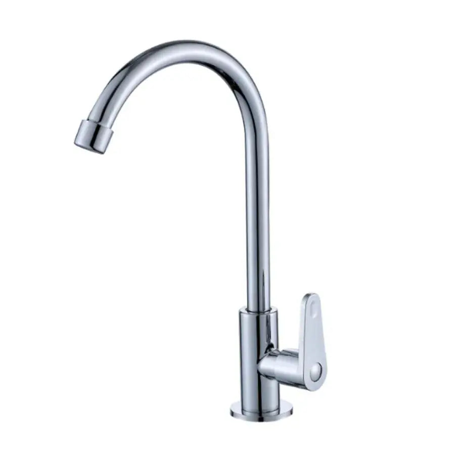 Stainless Steel Cold Water Faucet, Chrome, Rotating Spout, Tall WH511