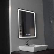 Rectangular LED mirror, 75x90cm, Favola MotionGlow Marcello, Demister System, Clock & Thermometer, Dimable