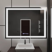Rectangular LED mirror, 100x75cm, Verite MotionGlow Marcello, Demister System, Clock & Thermometer, Dimmable