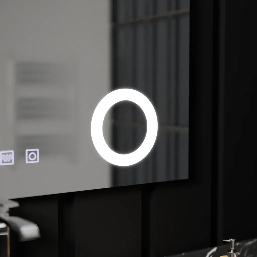 Rectangular LED mirror, 80x60cm, Piano Touch, Demister System, Dimmable