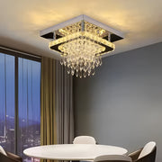 LED chandelier Alberico square, 19W, cold/hot/neutral light, crystal, glossy chrome