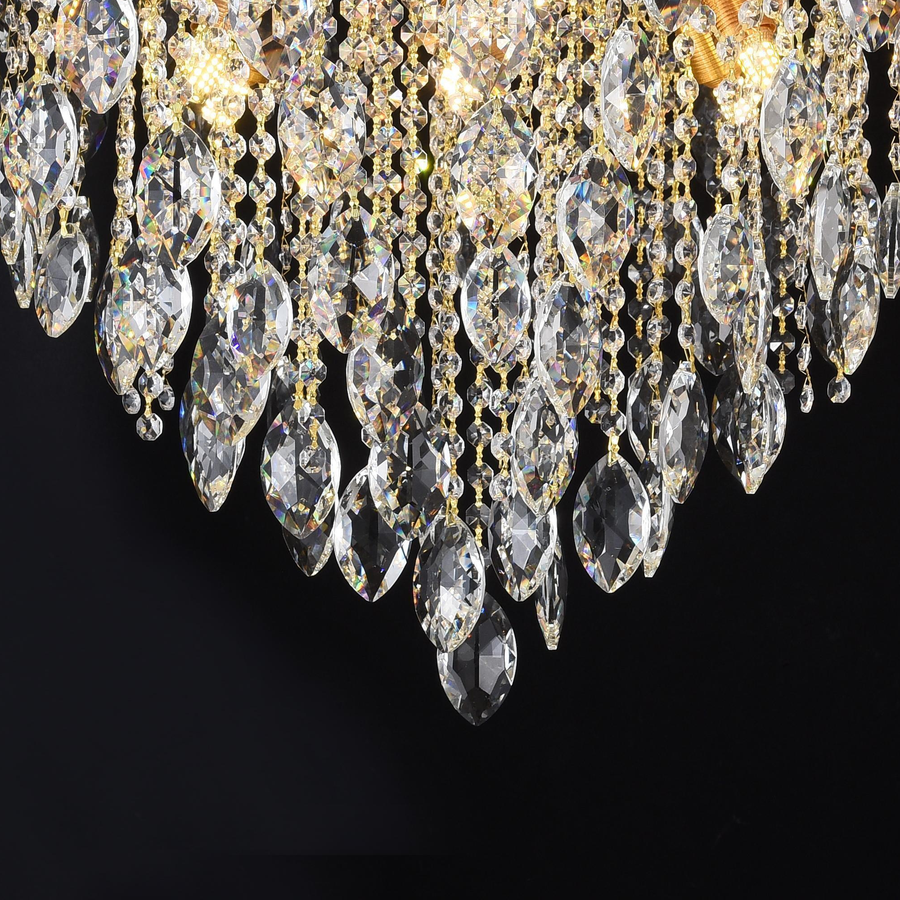 Crystal Chandelier CC9313/12FGD, 12x E14, Diameter 49cm, Gold