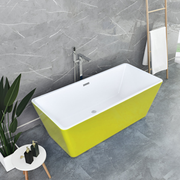 Freestanding Bathtub, Rectangular, Acrylic, Lemon Yellow, 170×78×60 Cm