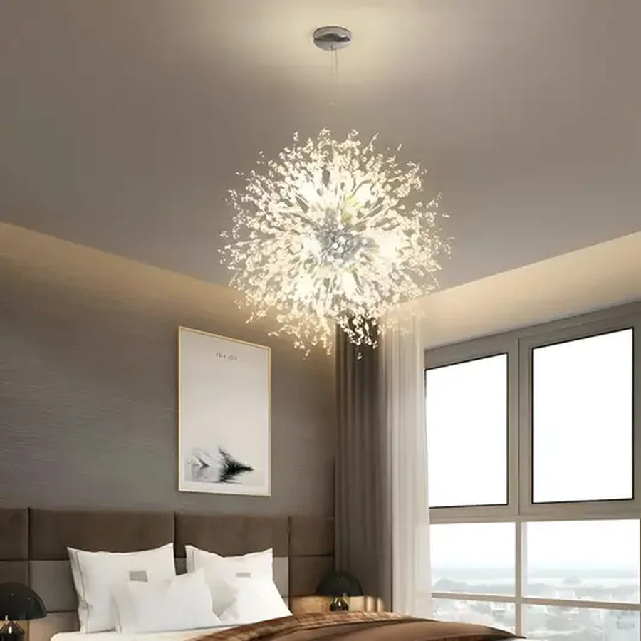 Schönbrunn Crystal Chandelier, 9x G9, Diameter 49cm, Shiny Silver, Adjustable Height