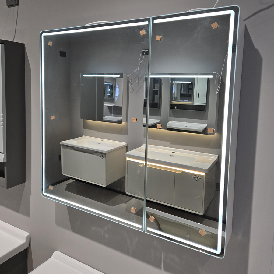 Theresa Wardrobe With LED Mirror DBP125 80x70 Grey