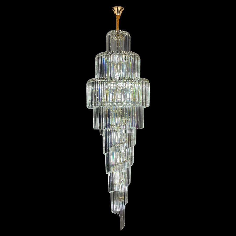 WINDSOR Altiora Crystal Chandelier, Diameter 60cm, Height 1800cm, Shiny Gold, Adjustable Height, Elegant Design